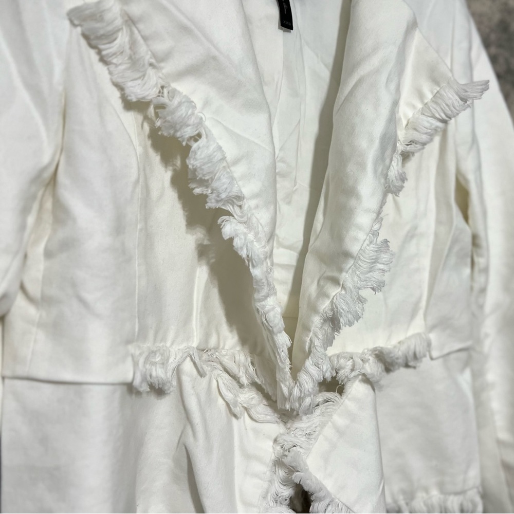 White blazer boho trim casual jacket - Picture 7 of 9
